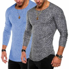 Men Shaper Workout Training Muscle Fitness Activewear Long Sleeve Tee Shirt