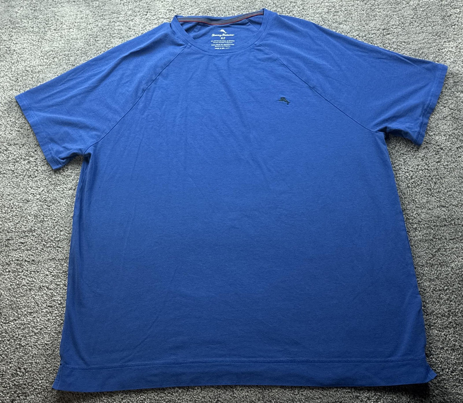 Tommy Bahama Shirt Mens XLT Blue Soft Stretch Jersey Logo Tee Tagless Casual