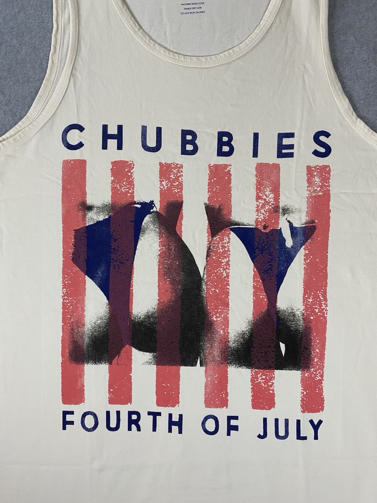 Chubbies Tank Top Mens Large Ivory 4th Of July Cotton Scoop Neck Muscle Tee Butt gallery