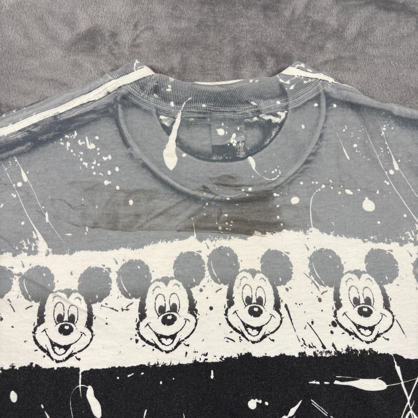 Vintage Disney T-Shirt Mens OSFA Multicolor Striped Mickey Mouse All Over Print gallery