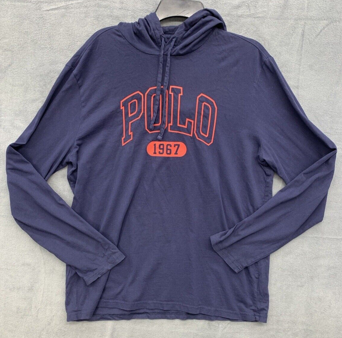 Polo Ralph Lauren Men's Long Sleeve Hooded Tee Shirt Large Navy Spell Out gallery