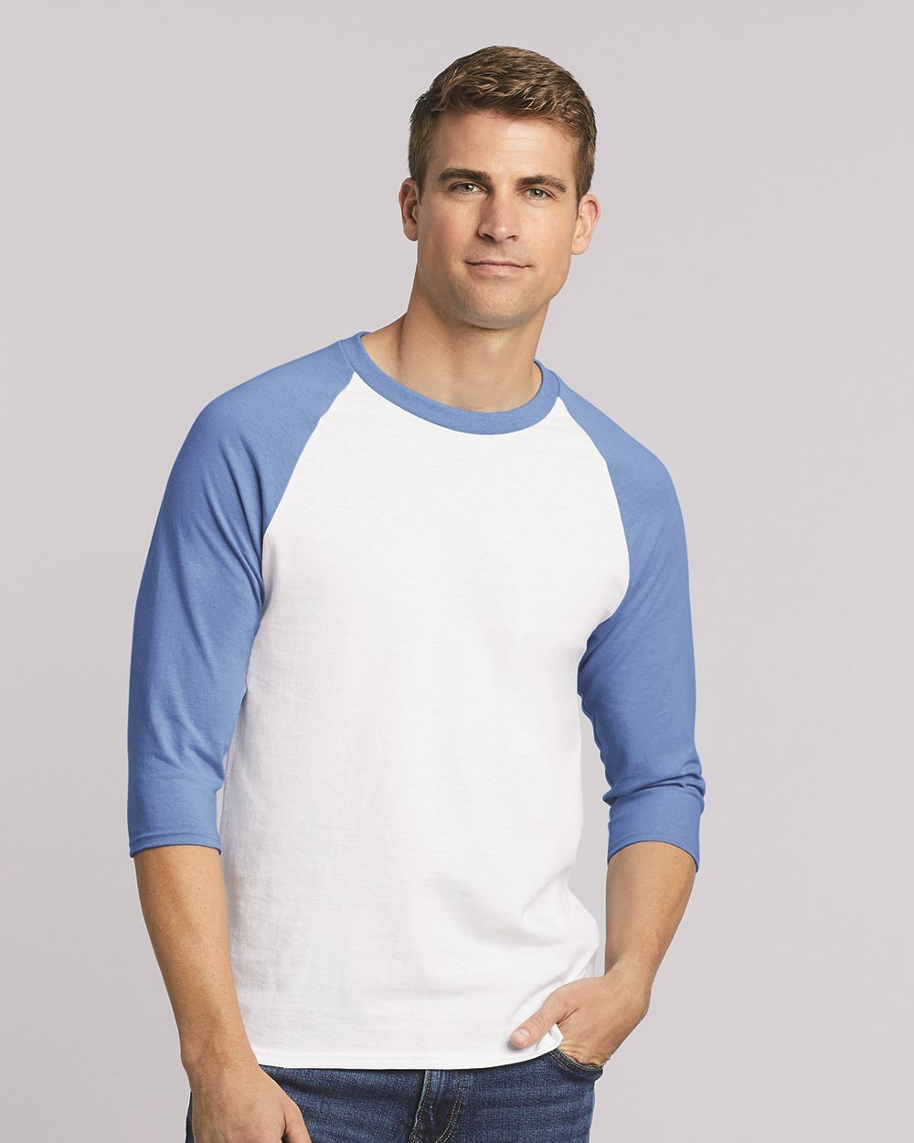 Raglan 3/4 Sleeve Baseball Mens Plain Tee Jersey Team Sports Blank T-Shirt 5700 gallery