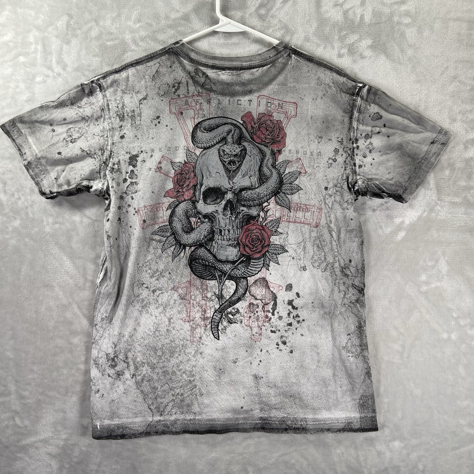 Affliction T-Shirt men's Large Graphic Tee Skull Roses Y2K Crew Neck Tattoo Art gallery