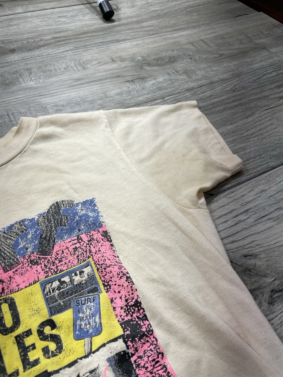 1970s Surf Tee Shirt Rare Obscure No Rules Apply Cream Graphic Xs gallery