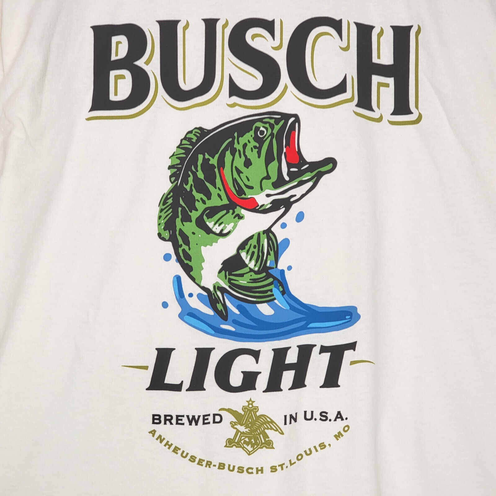 BUSCH LIGHT Beer Shirt Mens Small White Brew Fishing Bass Casual Hunting NWT gallery