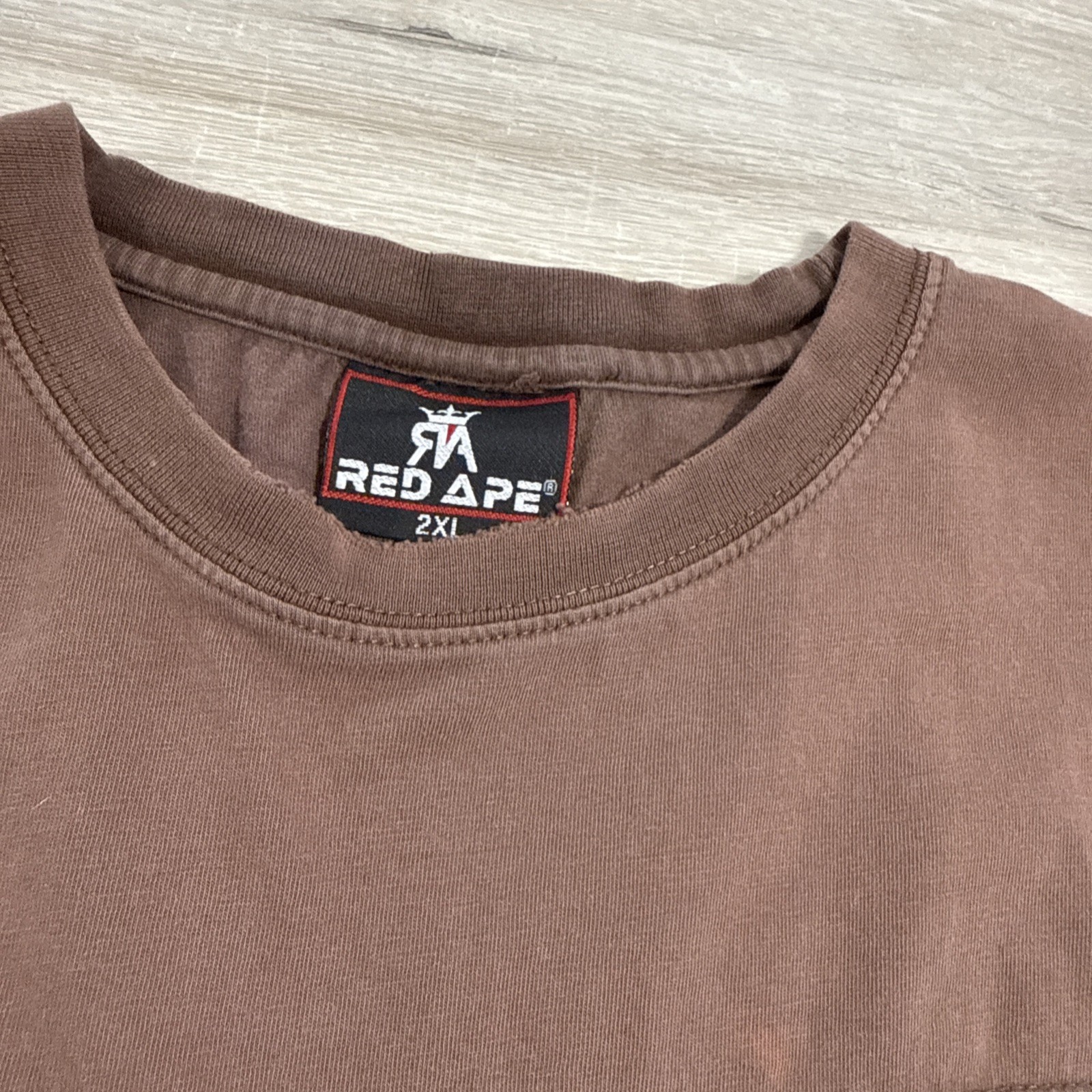 Red Ape Shirt Men’s 2XL Brown Colorblock Distressed Pocket Tee Cotton gallery