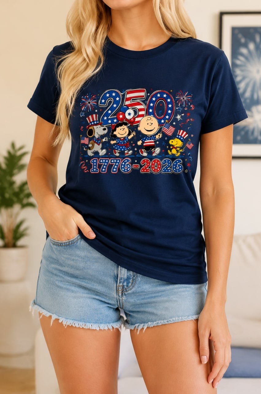 Peanuts Gang 250th Anniversary T-Shirt Snoopy Charlie Brown 1776-2026 USA Tee gallery