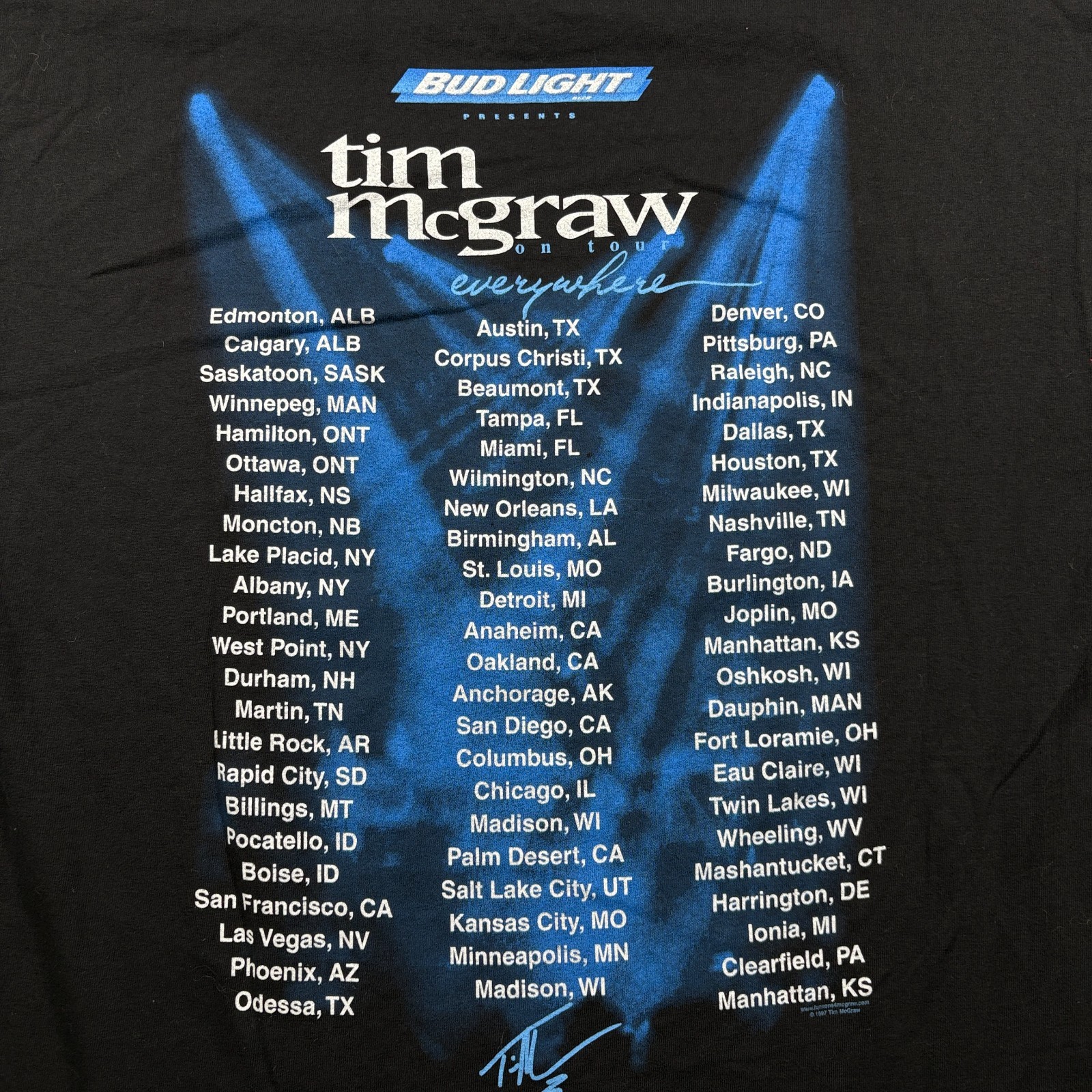Vintage 1997 T-America T-Shirt Mens XL Black Tim McGraw Everywhere Single Stitch gallery