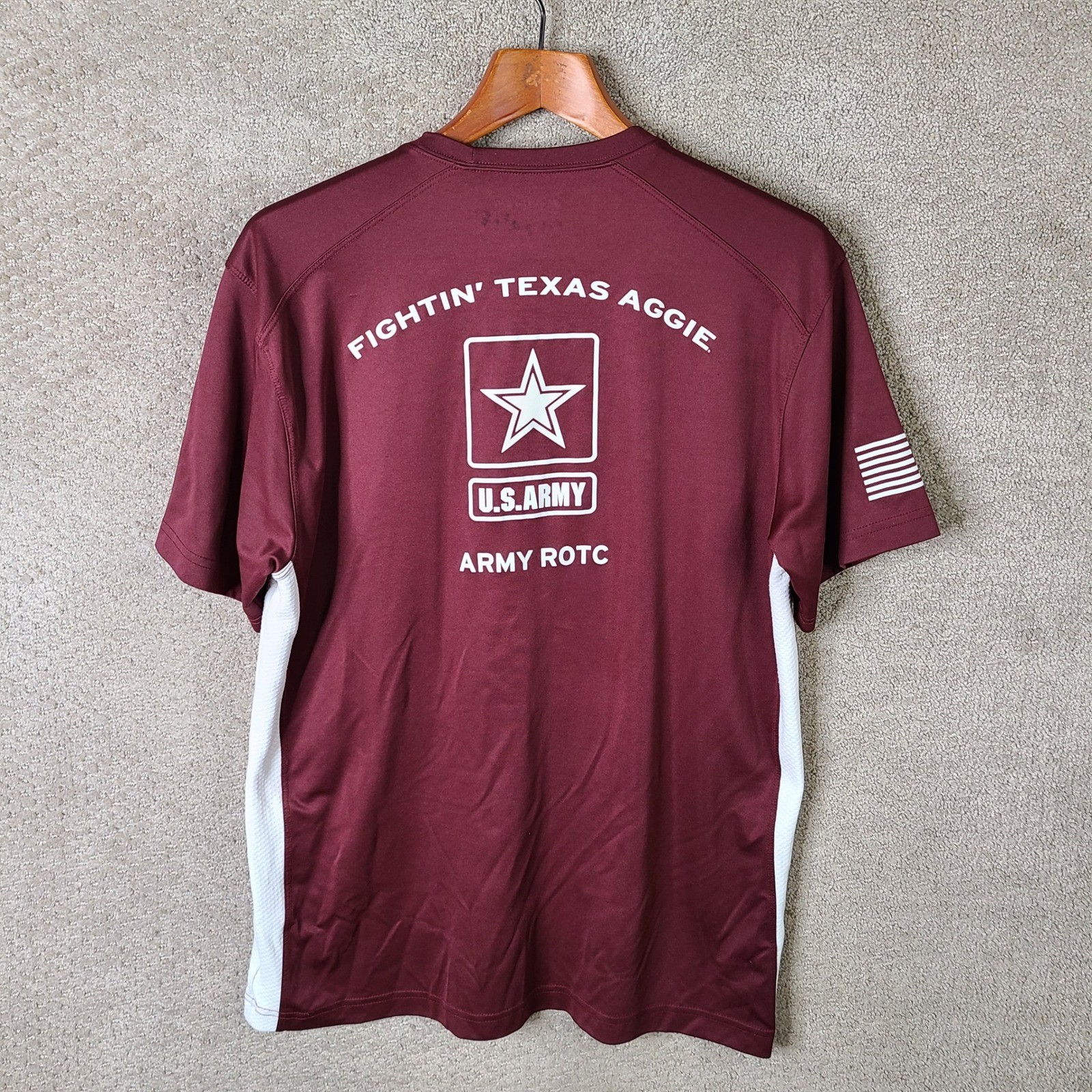 Army ROTC Shirt Mens Large Maroon Texas AandM Sport Tek Athletic Fit Polyester gallery