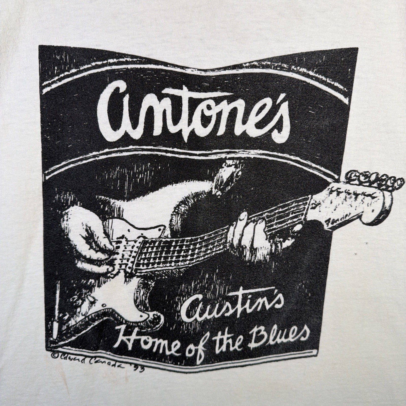 Vintage Antones Shirt Mens XL White 90s Home Of The Blues Portrait Art Jazz USA gallery