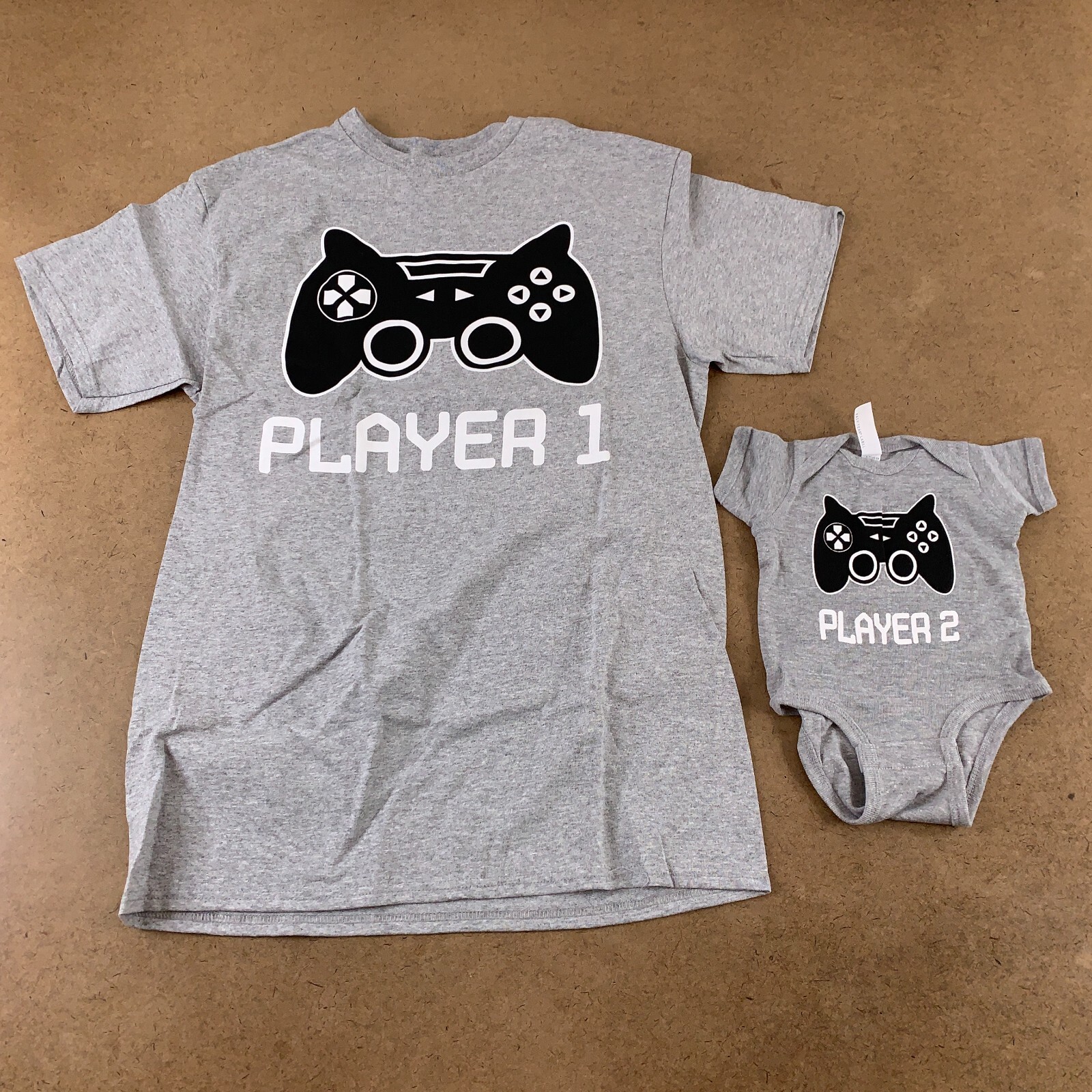 Adult Medium & Newborn Gaming Player One Player Two T-Shirt & Bodysuit Set New gallery