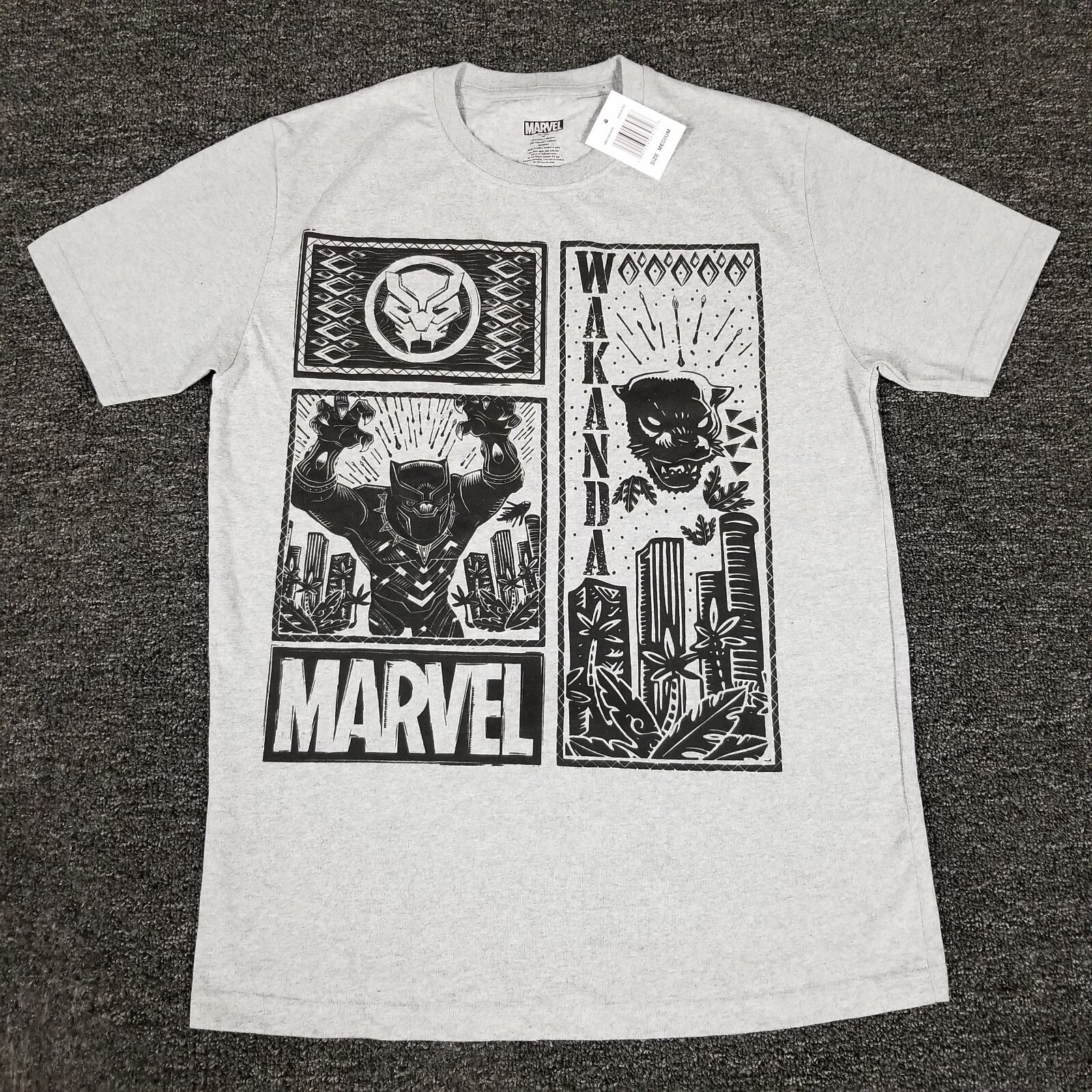 Marvel Shirt Mens Medium Black Panther Wakanda Crew Neck Short Sleeve Casual Tee