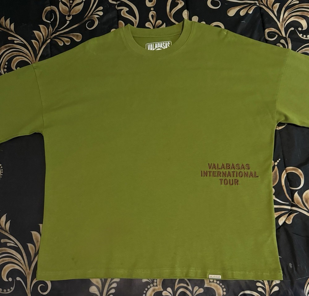 Valabasas International Tour Green S Cotton Graphic Logo Crew Neck Tee