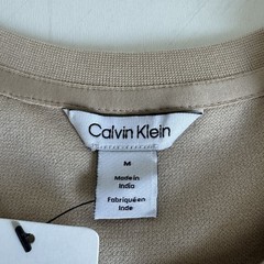 Calvin Klein Men’s Beige Waffle Textured Knit T-Shirt Crew Neck Logo Tee M NWT