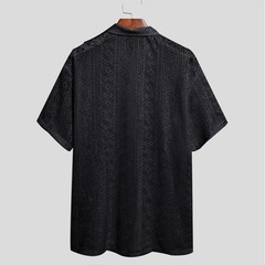 Men’s Middle Sleeve See Through Mesh Lace Tops Transparent Shirt Clubwear
