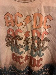 AC/DC Bleached Gray T-Shirt Unisex Size Large Gildan Dryblend Tag