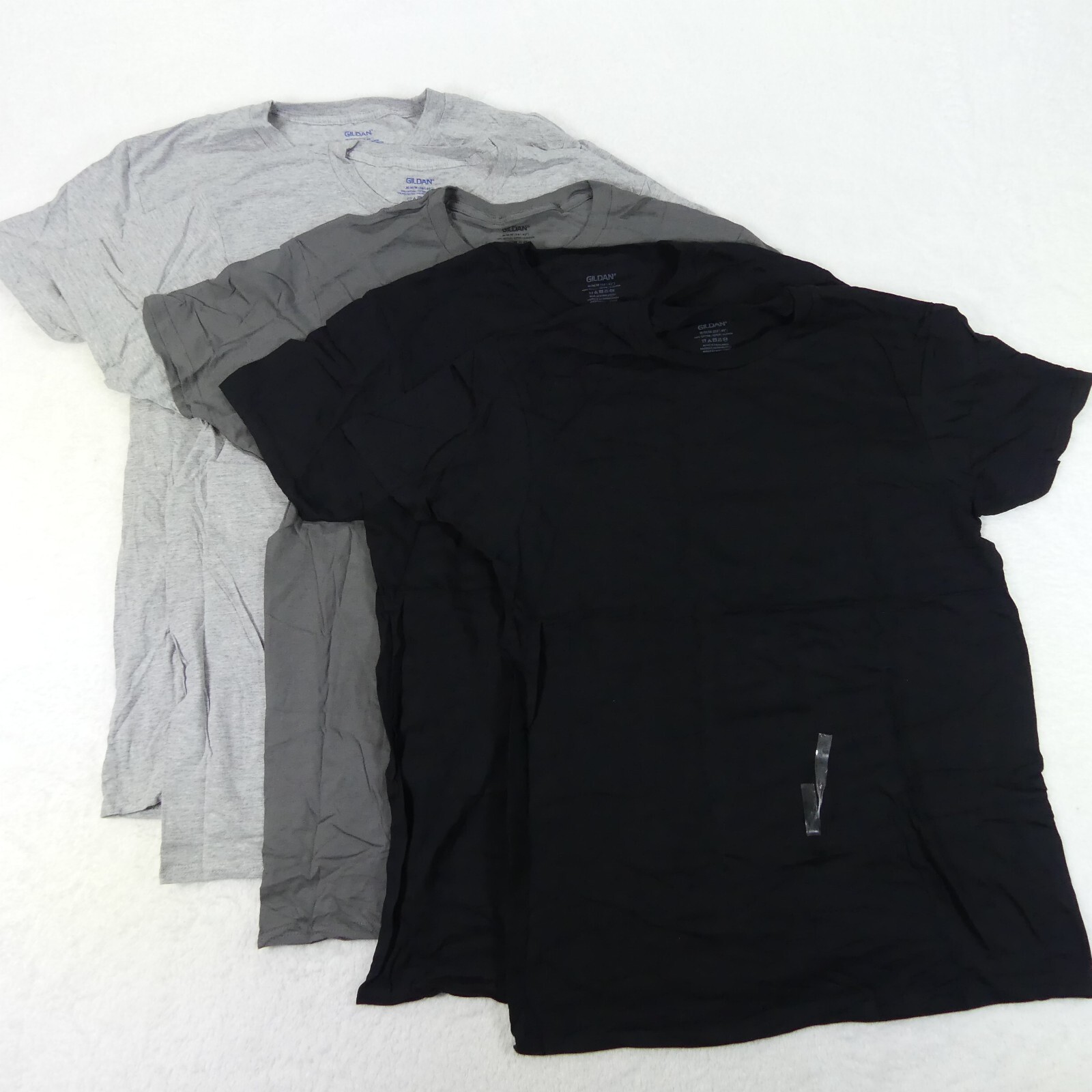 Gildan Shirts Mens Medium 38/40 Black Gray Short Sleeve Cotton Blend Set Of 5 gallery