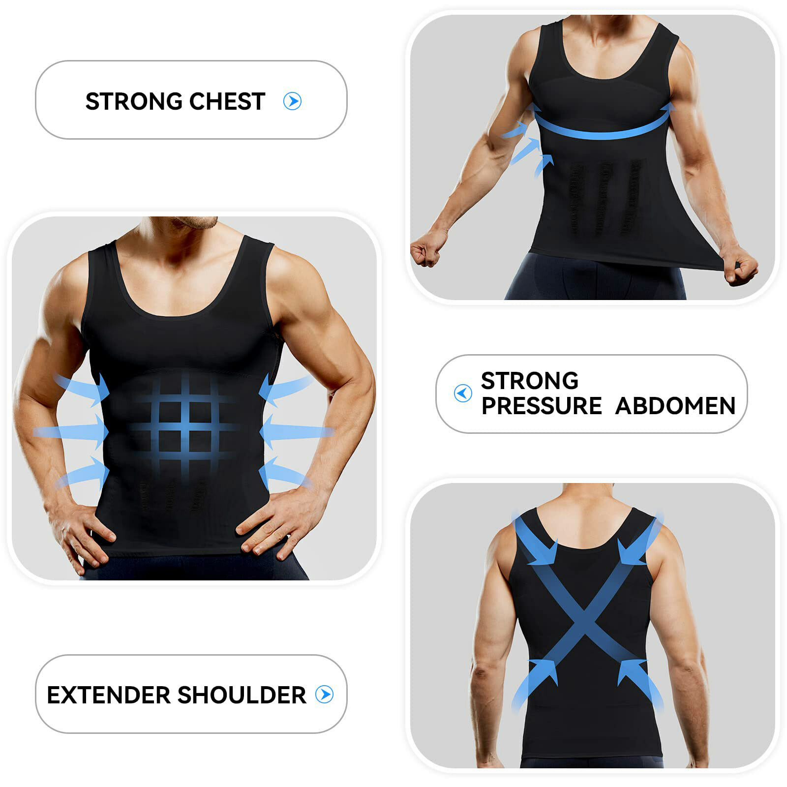 Men's Fashion Compression T-Shirt Body Shaper Crew Neck Muscle Workout Tank Top gallery