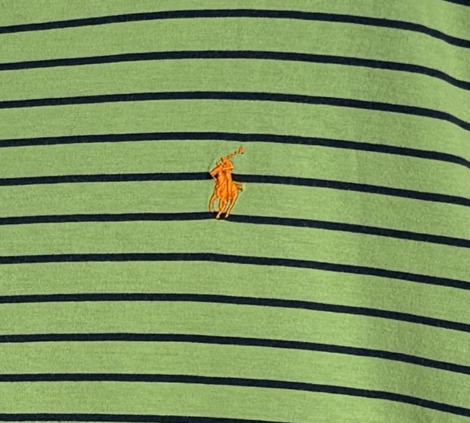 POLO by RALPH LAUREN Men’s Lime Green w/Navy Stripe Short Sleeve Tshirt Size XXL gallery
