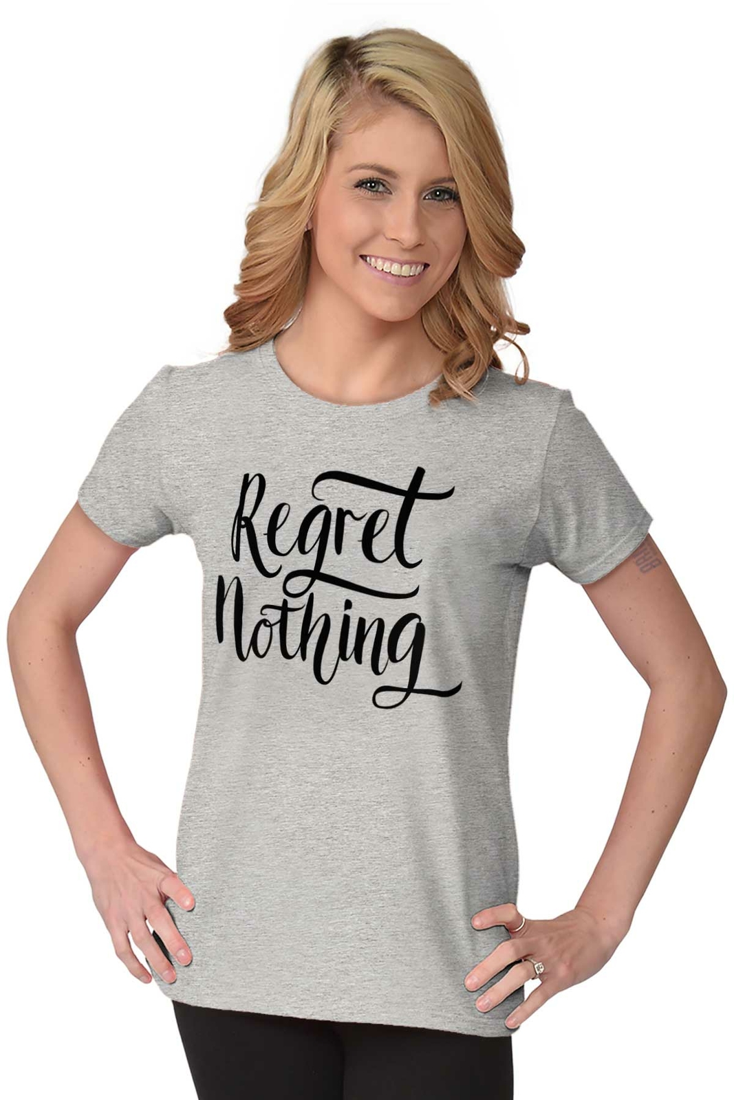 Regret Nothing Motivational Gym Workout Gift Womens Top Junior Graphic Tee gallery