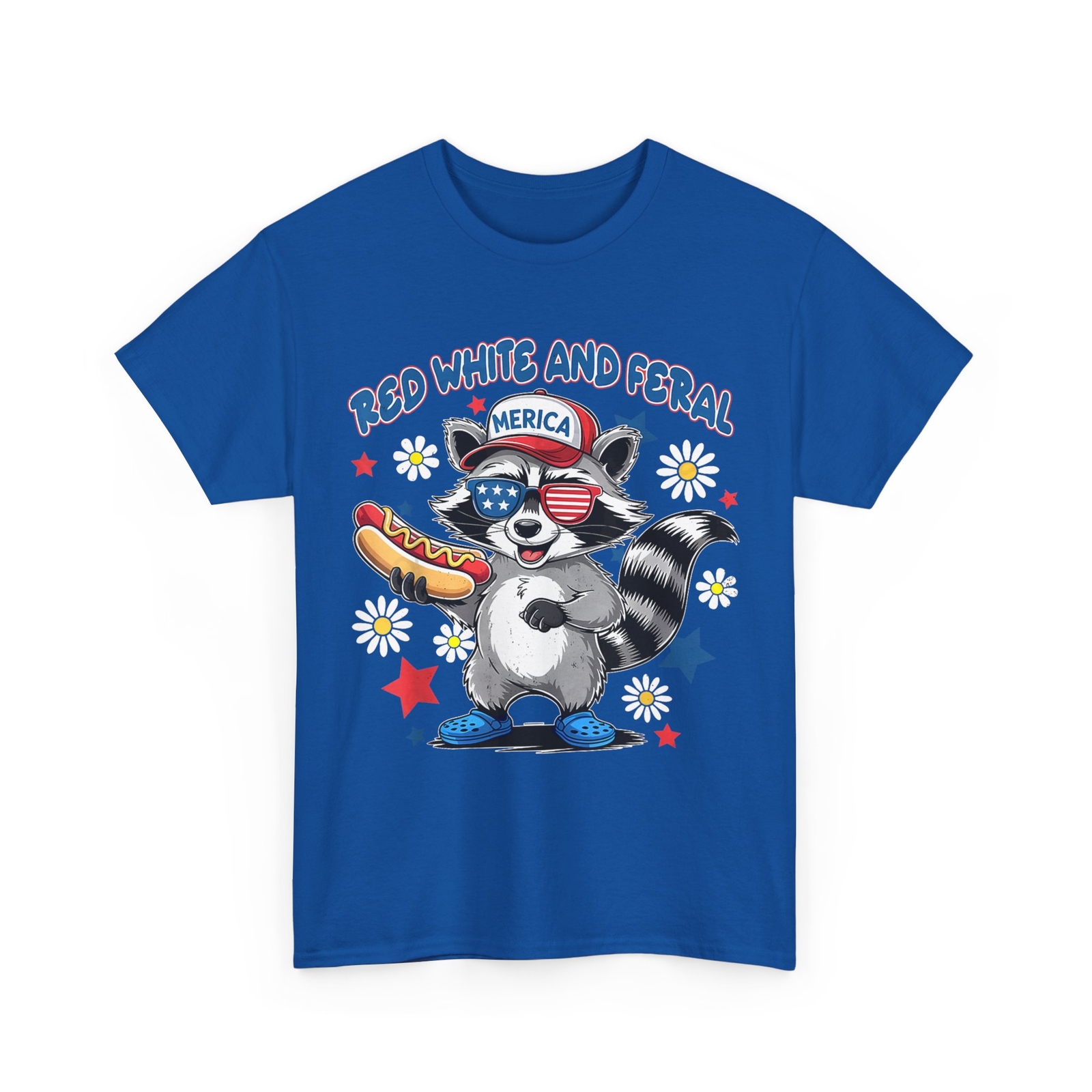 4th of July Raccoon Red White And Feral Raccoon Hot Dog Funny T-Shirt gallery