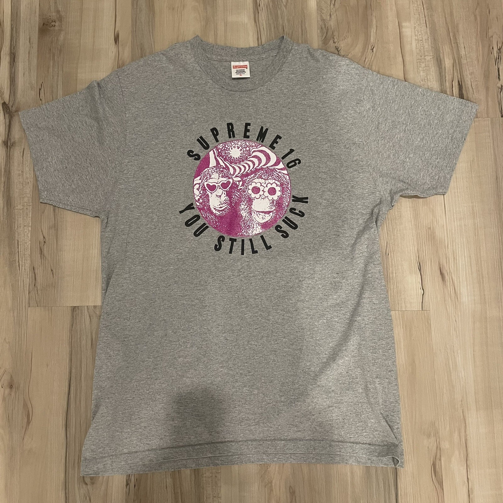 Supreme 16 “You Still Suck” T-shirt Tee Gray Size XL (Authentic) SS16 *FLAW* gallery