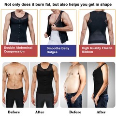 Mens Gynecomastia Moobs Belly Compression Shirt Zipper Slimming Body Shaper Vest