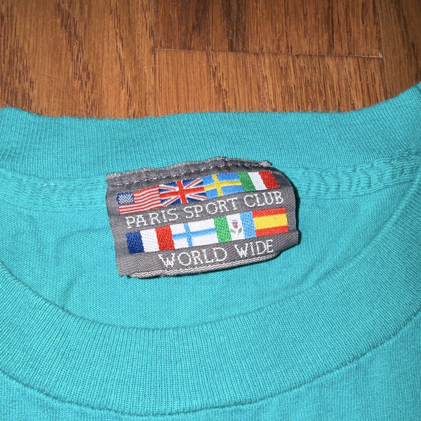 Paris Sport Club Teal Graphic Logo Knit Crew Neck Men's T-Shirt One Size gallery