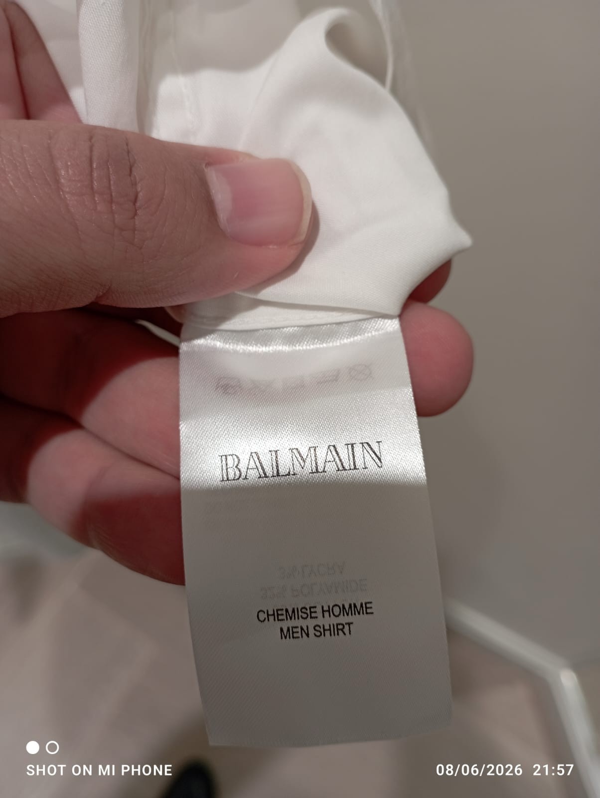 balmain white shirt with Front Logo and printed written on the back gallery