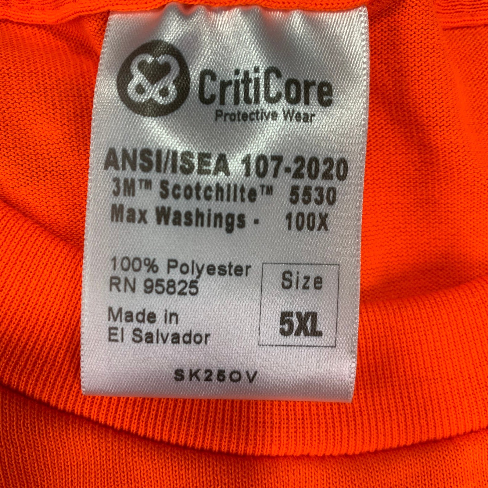 Men's Hi-Vis Orange Reflective Safety Work Shirt 5XL ANSI Class 2 3M Scotchlite gallery
