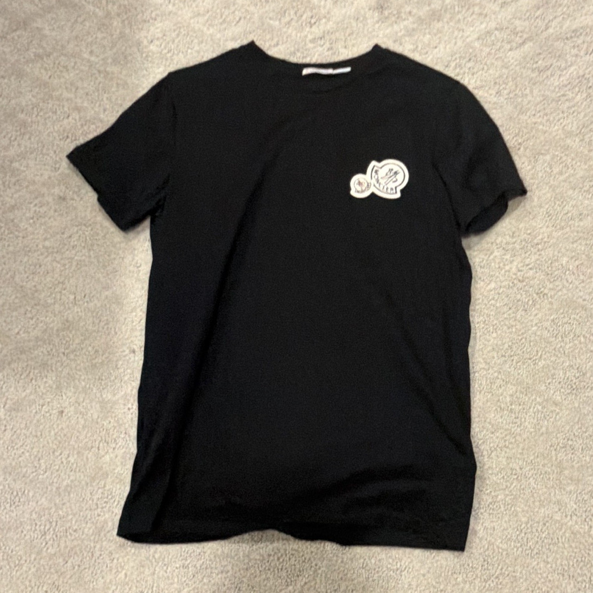 Moncler Men’s Black Crew Neck Short Sleeve Logo T-Shirt Size S