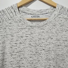 Carbon – T-Shirt SPaint Splatter Pleated Zipper – Size L – White Black – Cotton