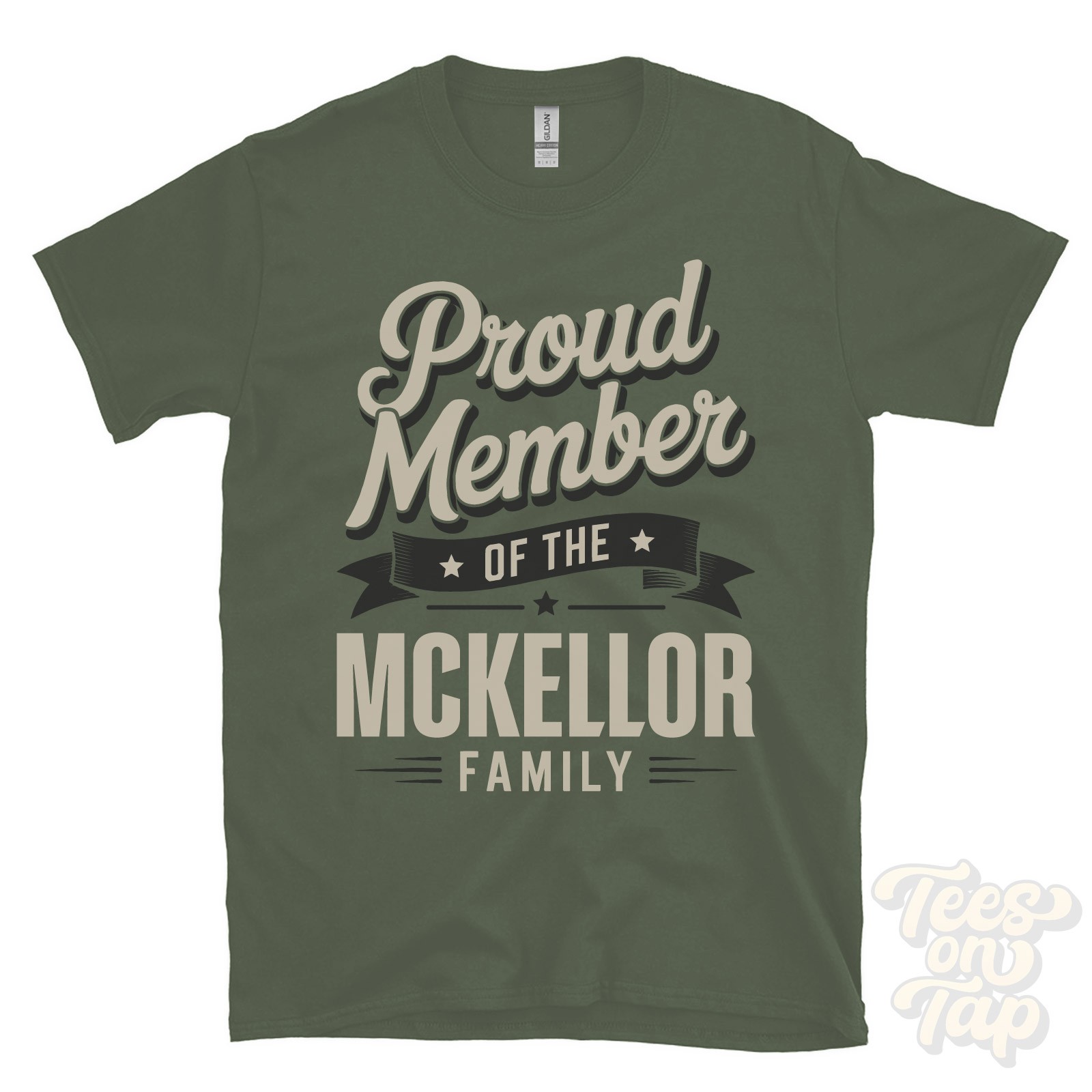 PROUD MEMBER OF THE MCKELLOR FAMILY T-SHIRT surname last name heritage ancestry