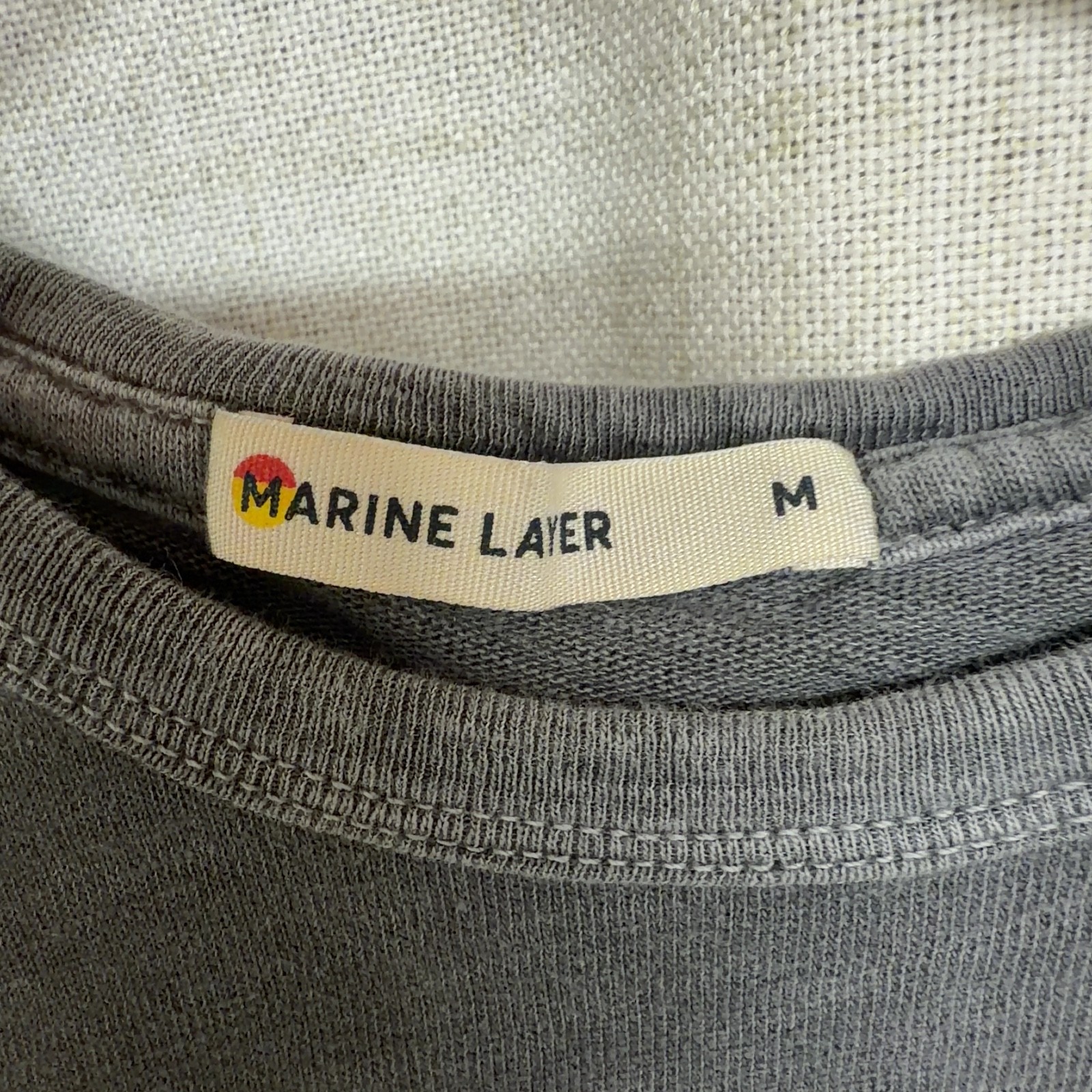 MARINE LAYER Gray Cotton Pocket Tee Short Sleeve Stretch Jersey sz M gallery