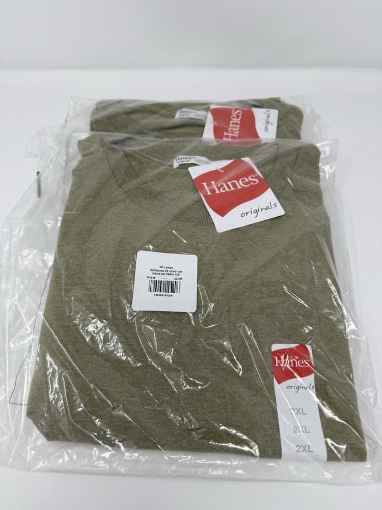 2 Hanes Triblend Lightweight Crew Tees 2XL Olive Drab Heather