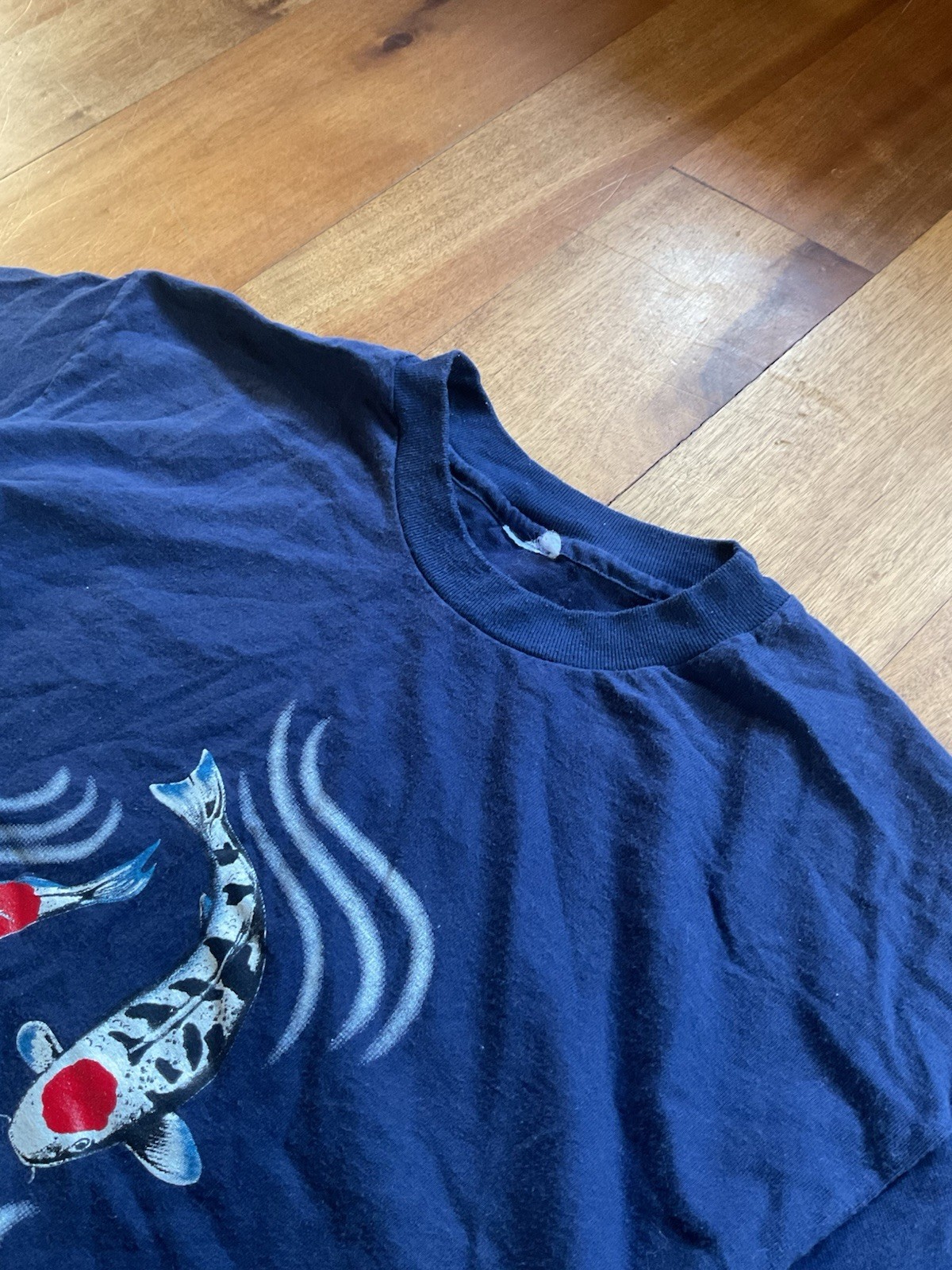 Vintage KOI Fish Blue Single Stitch Tshirt Water Rare See Measurements ** gallery
