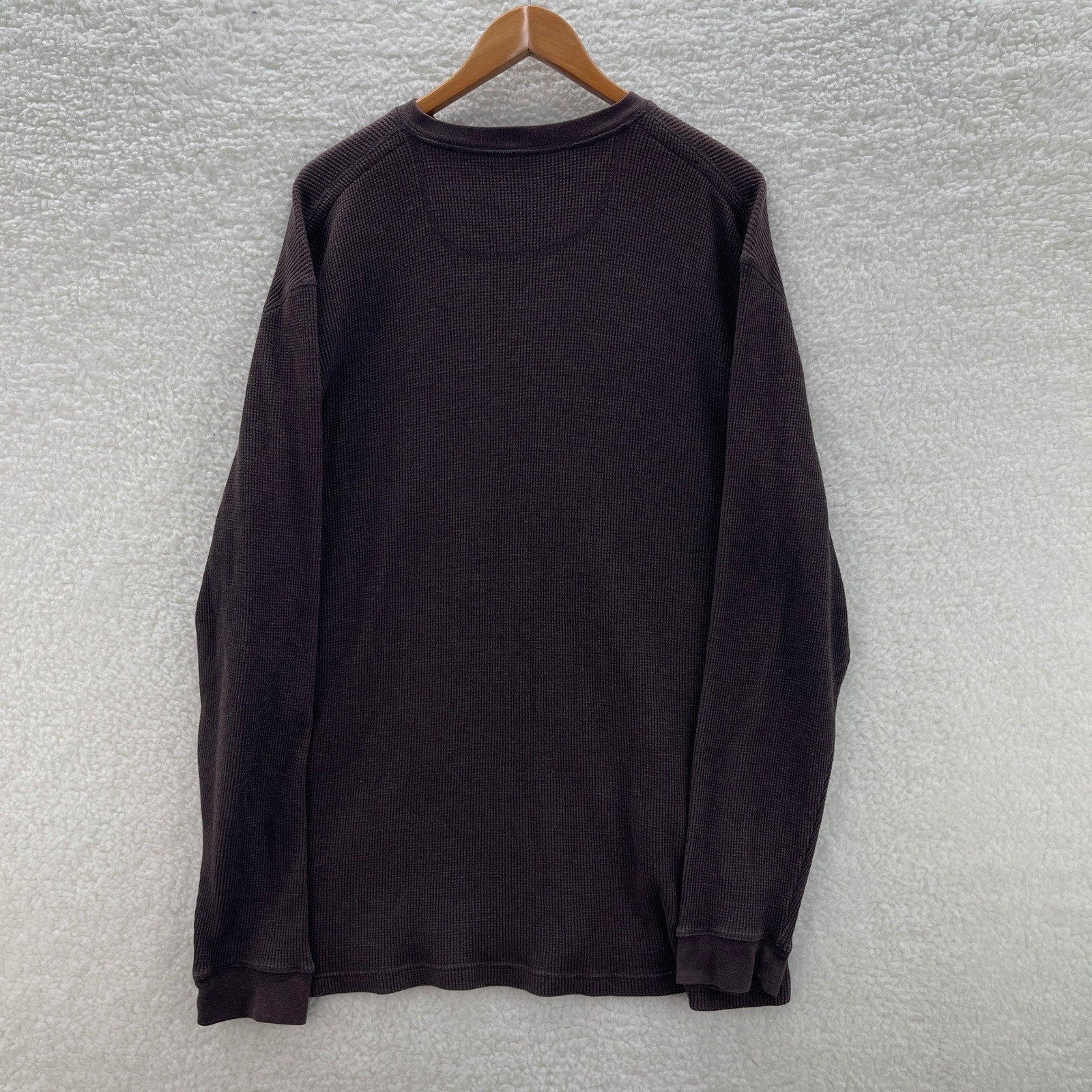 ST Johns Bay Shirt Mens XL Tall Brown Thermal Henley Waffle Knit Y2K Grunge gallery