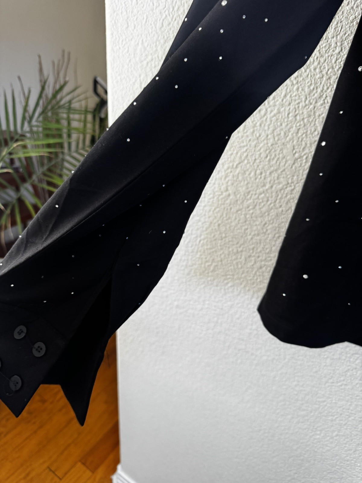 Star neck Diamond shirt black with attached diamonds size L gallery