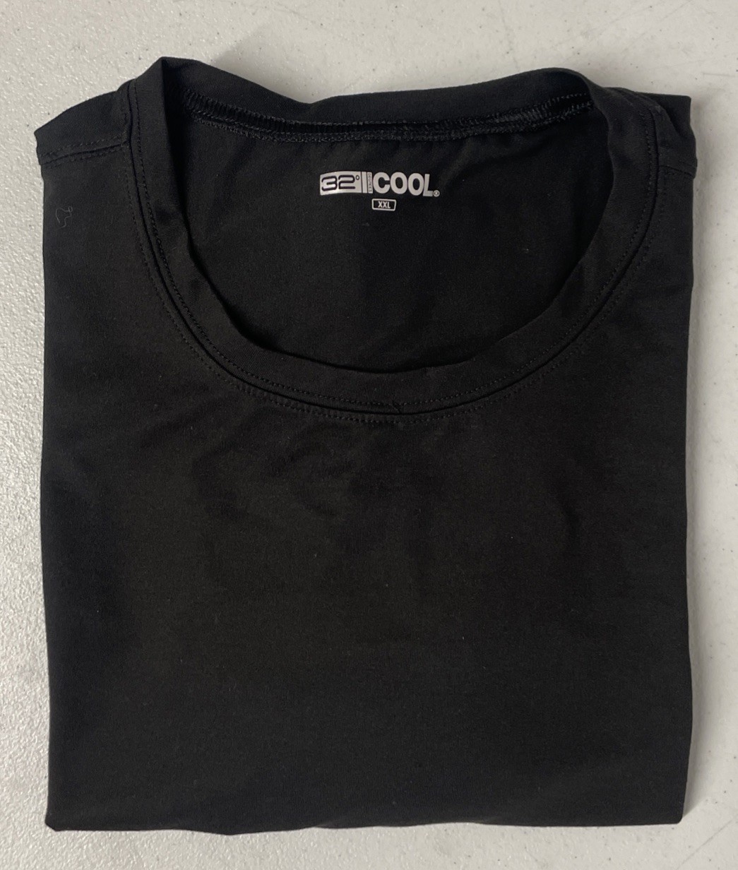 32 Degrees Cool Men’s Crew Neck T-Shirt Tee BLACK XXL Quick Dry Excellent