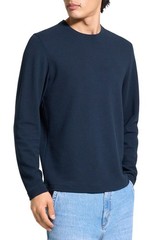 THEORY Men’s Delroy in Studio T Textured Long Sleeve T-Shirt,Baltic (Navy)Size L