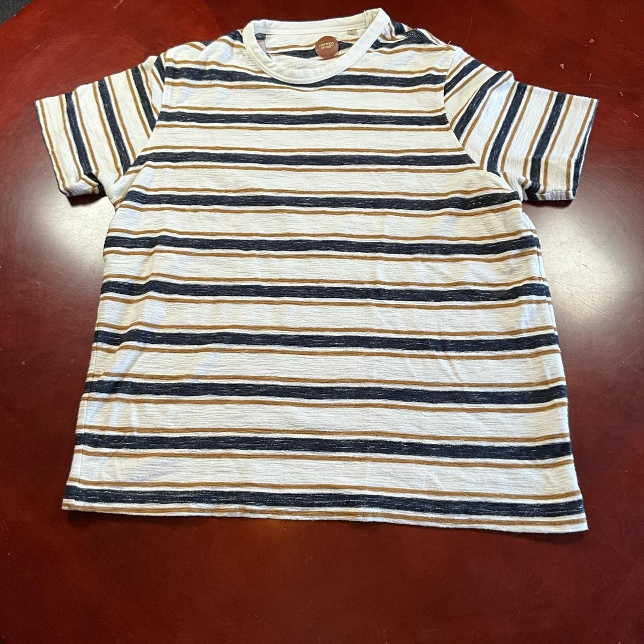 Mens Common People 100% Cotton Retro Minimalist Striped Crewneck Tee (Large) gallery