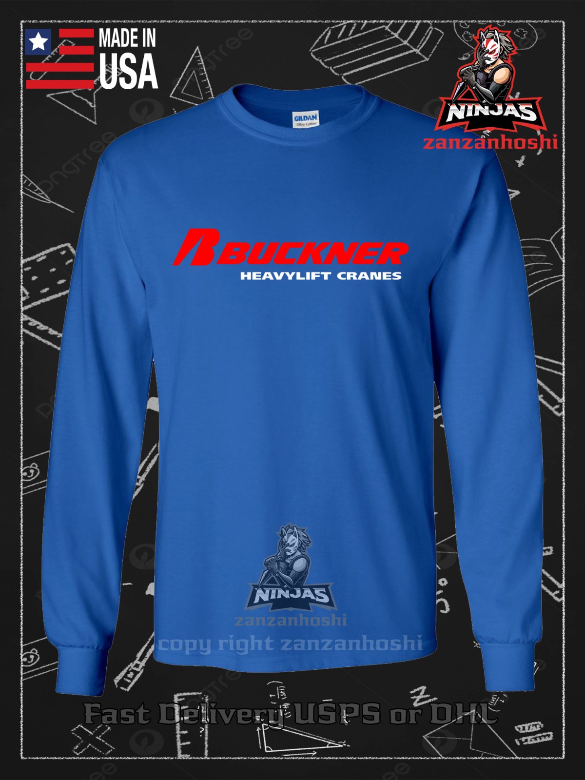 New Buckner Heavylift Cranes Logo Men's Long Sleeve T-Shirt American T-Shirt gallery