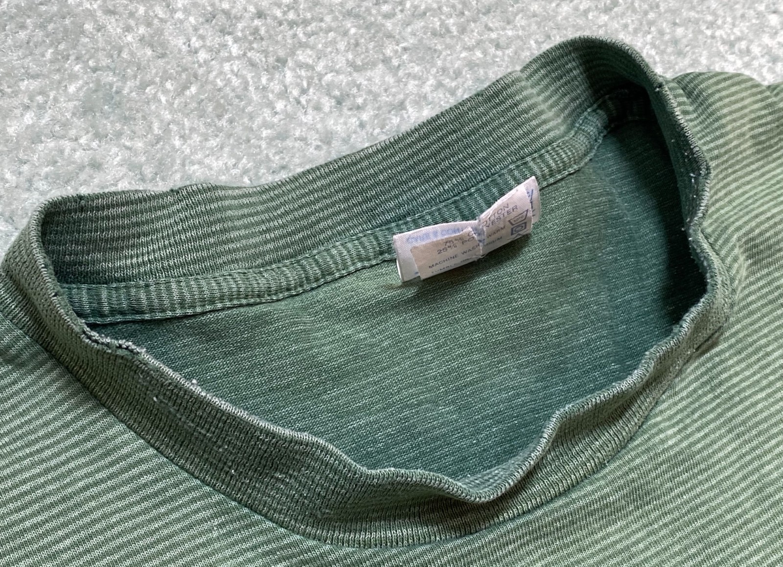 Vtg TeeJays Faded Distressed Grunge Green Striped Shirt Soft XL Single Stitch gallery