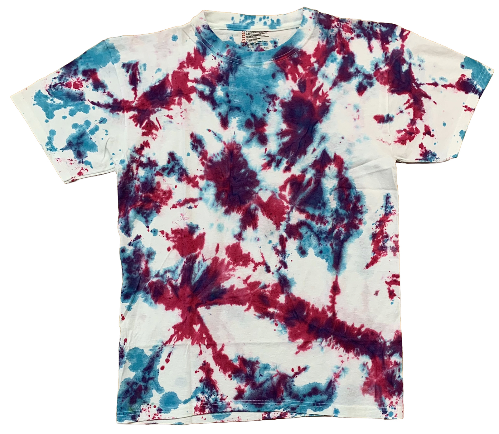 Tie Dye T-shirt Size Medium Red Blue White 100% Cotton Very Good Condition