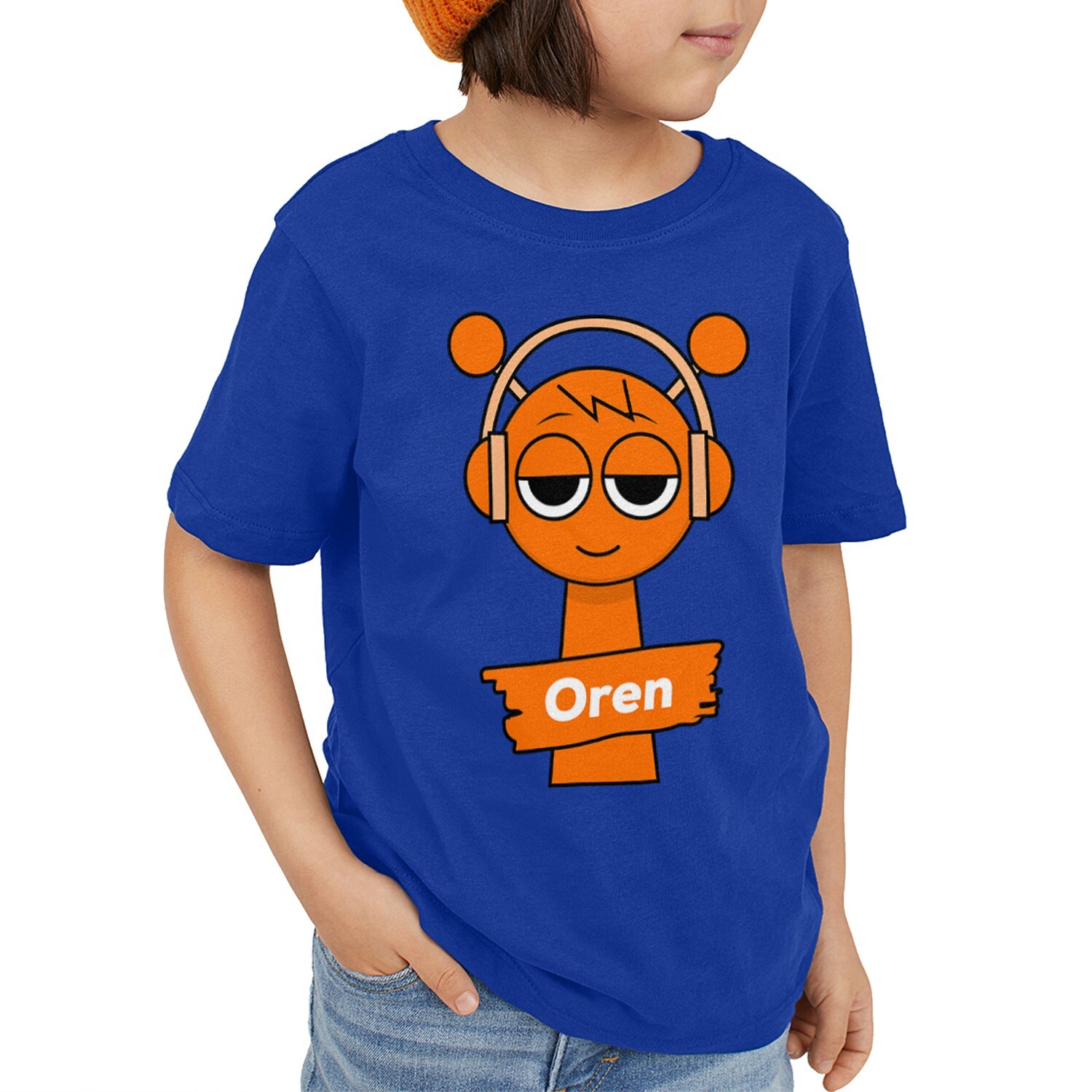 Sprunki Oren Orange Kids T-Shirt Funny Sprunki Kids Shirt Oren Sprunki Kids Tee gallery
