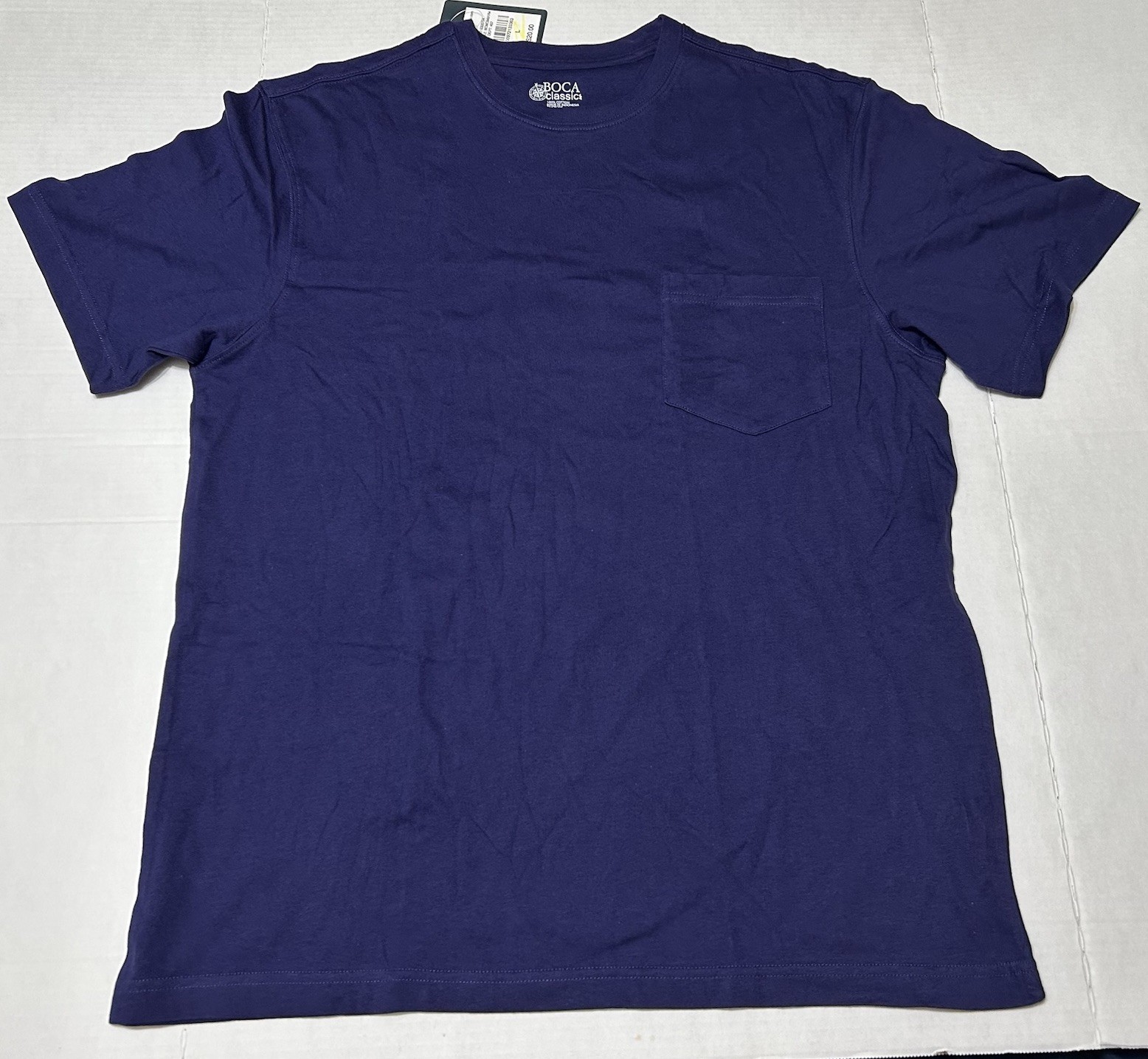 BOCA CLASSICS Pocket T-Shirt Large Purple NWT Solid Blank Plain Casual Dress