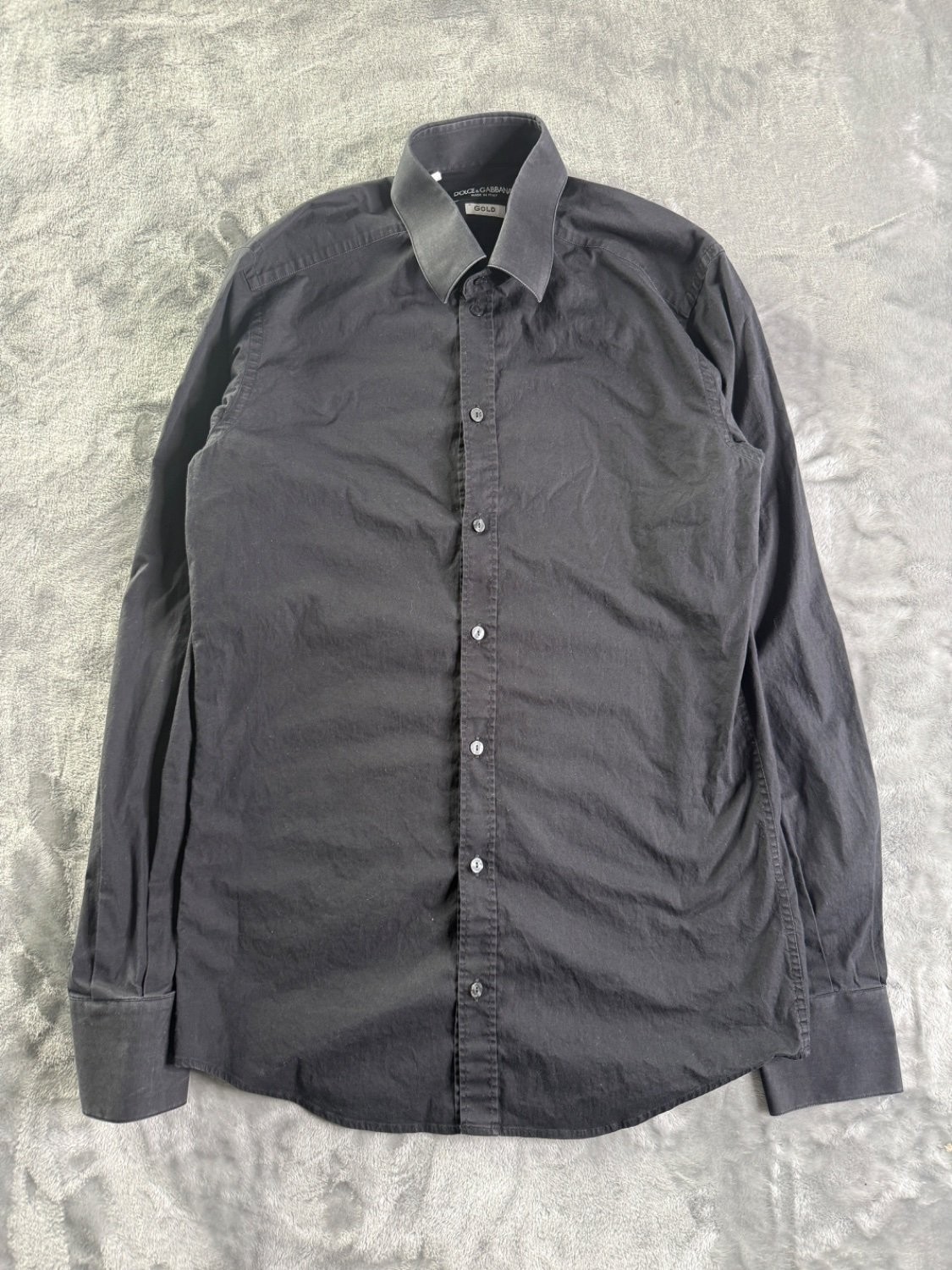Dolce & Gabbana Gold Men's Dress Shirt Black Cotton Slim Fit Size 15 38 Italy gallery