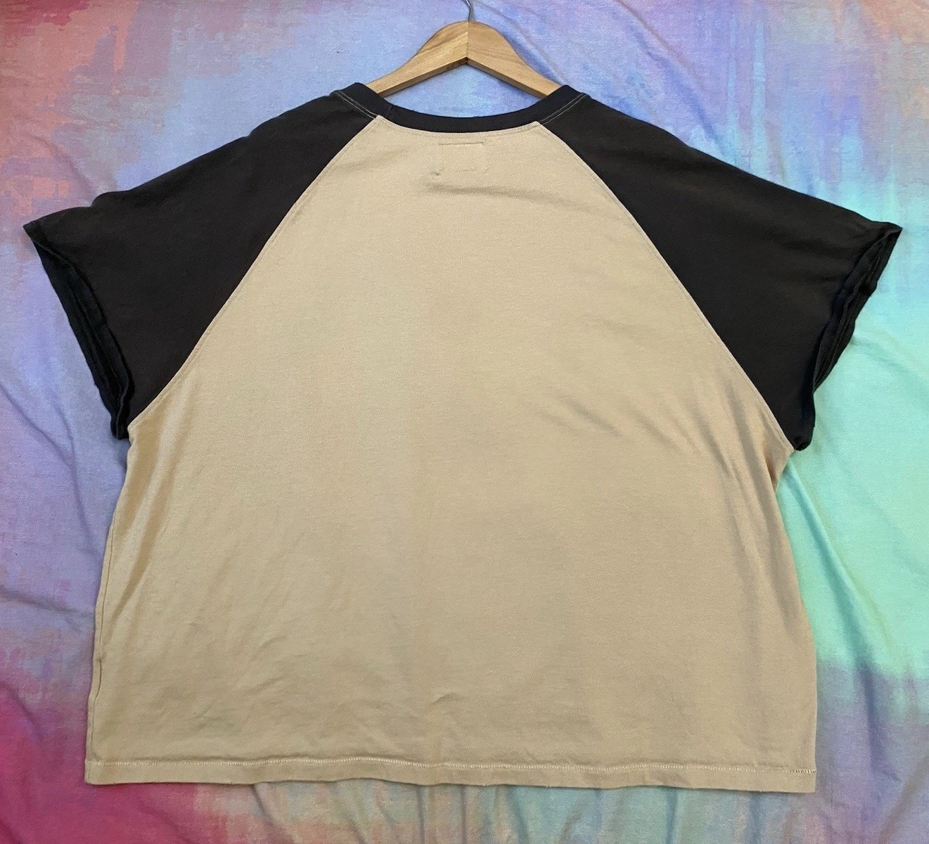RHUDE Mens Action Short Sleeve Raglan T-Shirt Boxy Fit Distressed Cropped Sz XXL gallery