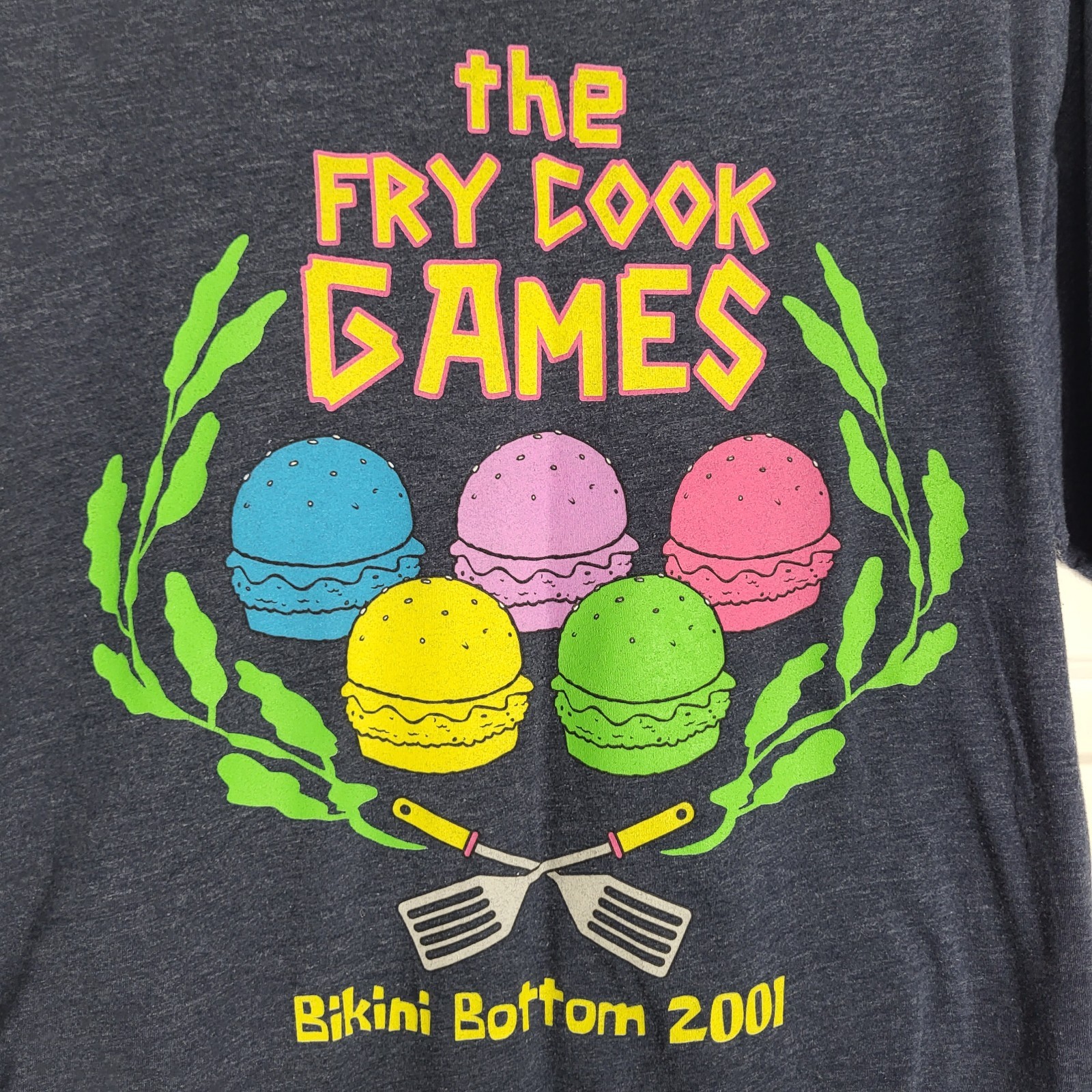 Vintage Y2K SpongeBob SquarePants T-Shirt Men's L Fry Cook Games 2001 BoxLunch gallery