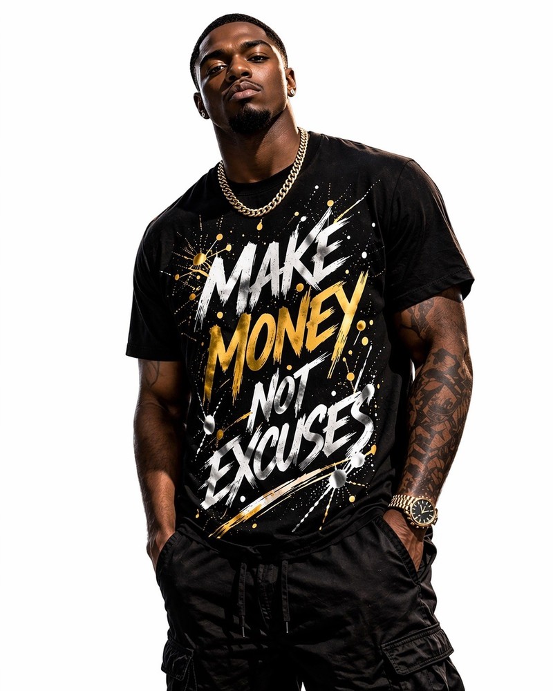 Men’s Urban Graphic Tee – Hustle Mindset “Make Money Not Excuses”